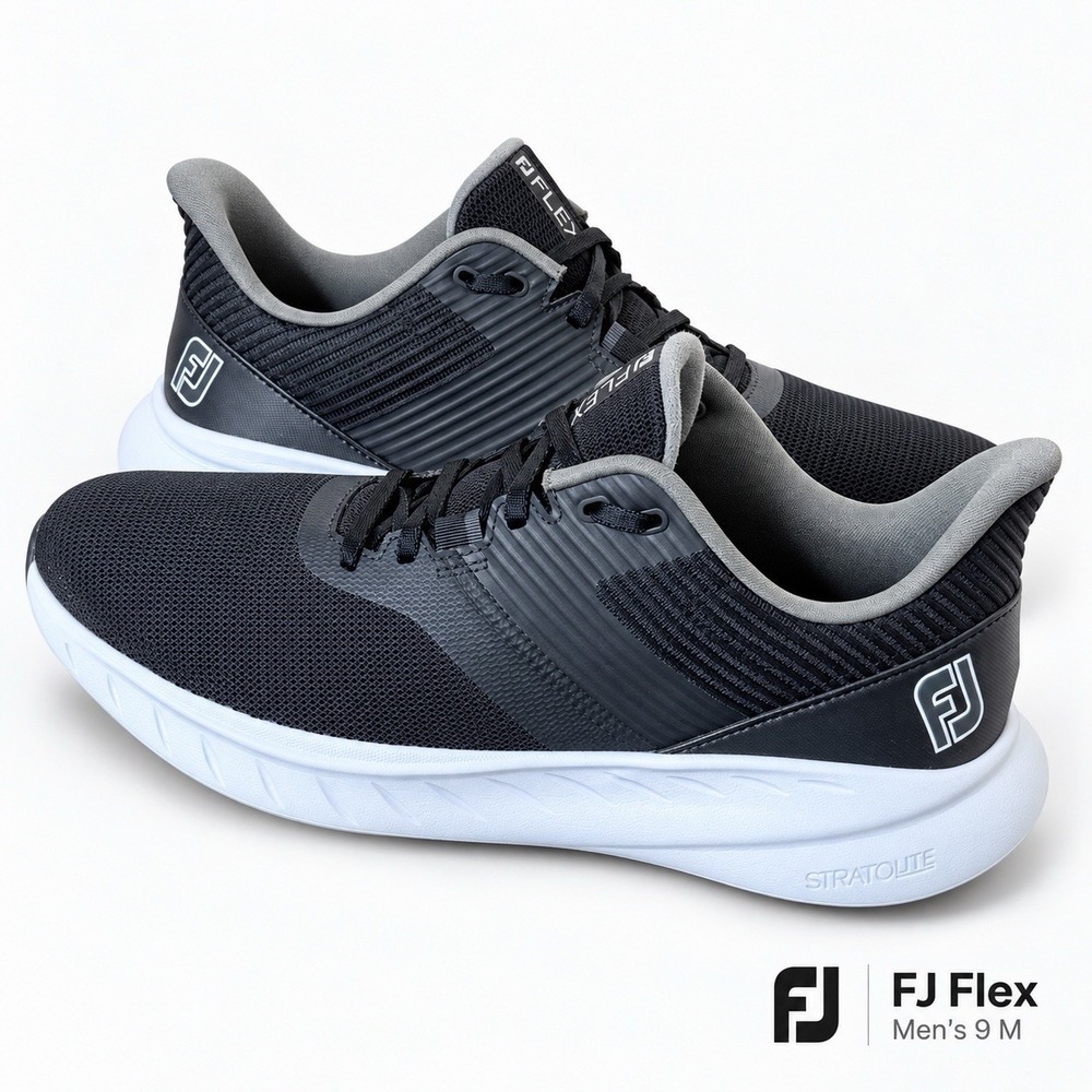 FootJoy FJ Flex Black White Spikeless Men's Size 11 Mesh 56287 Golf Shoes